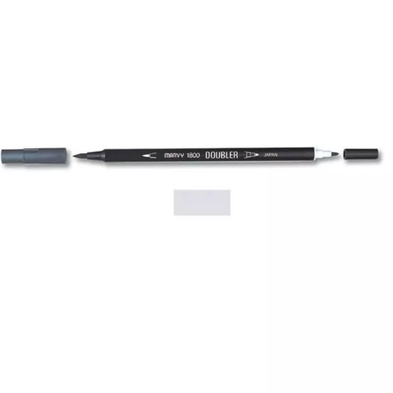 Marvy 1800 Doubler Çift Uçlu Brush Pen Fırça Kalem No:26 Silver Grey