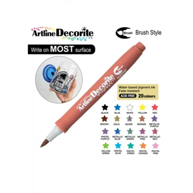 ARTLINE KALICI BOYAMA MARKÖRÜ DECORİTE BRUSH ESNEK UÇLU BROWN