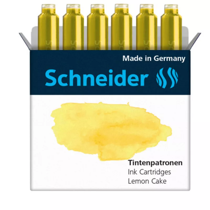 Schneider Tintenpatronen 6'lı Pastel Limon (Lemon Cake) Renk Dolma Kalem Kartuşu 166125