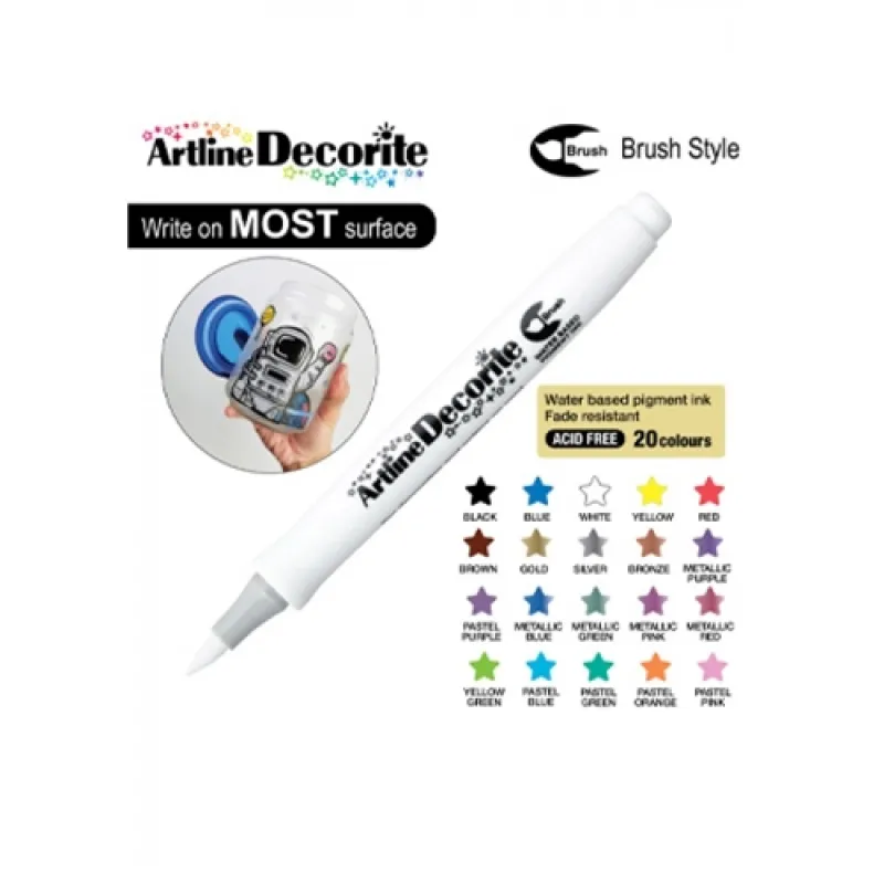 ARTLINE KALICI BOYAMA MARKÖRÜ DECORİTE BRUSH ESNEK UÇLU WHİTE