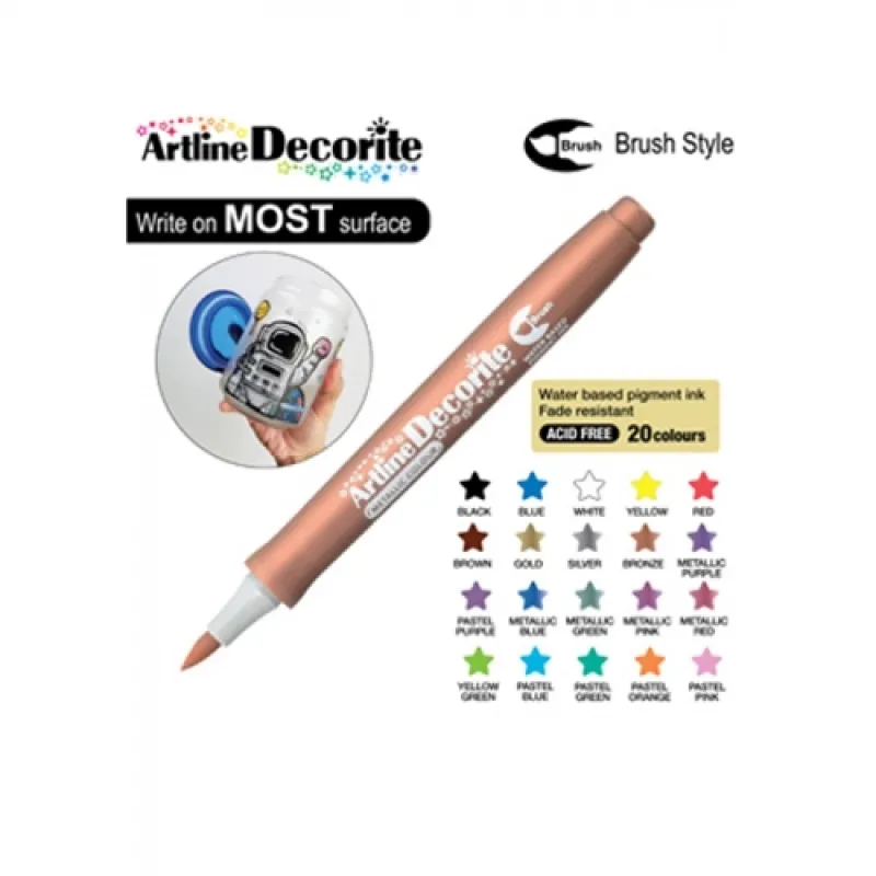 ARTLINE KALICI BOYAMA MARKÖRÜ DECORİTE BRUSH ESNEK UÇLU BRONZE