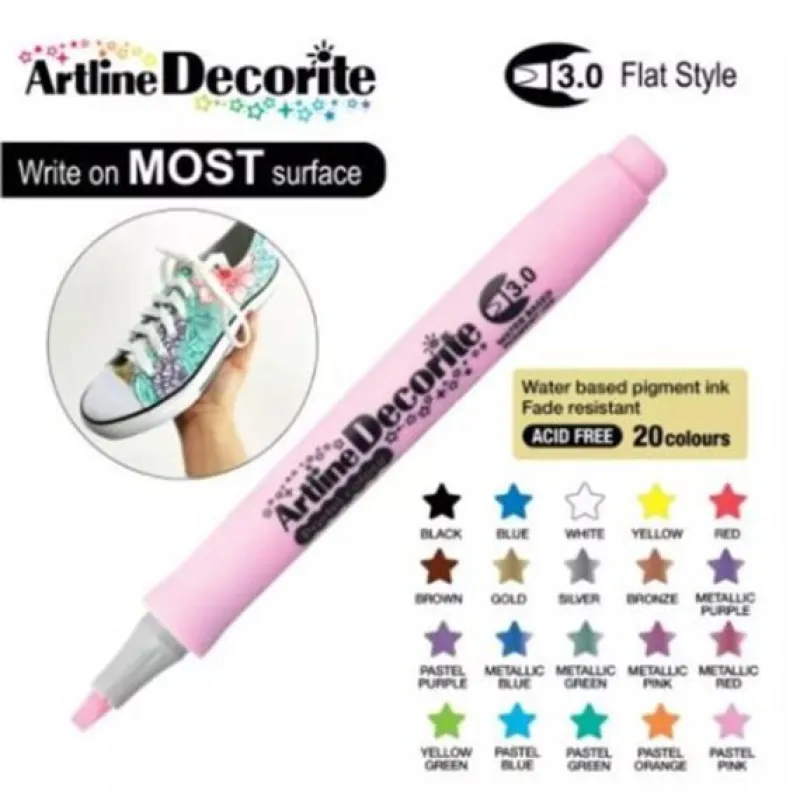 ARTLINE KALICI BOYAMA MARKÖRÜ DECORİTE BRUSH ESNEK UÇLU PASTEL PINK