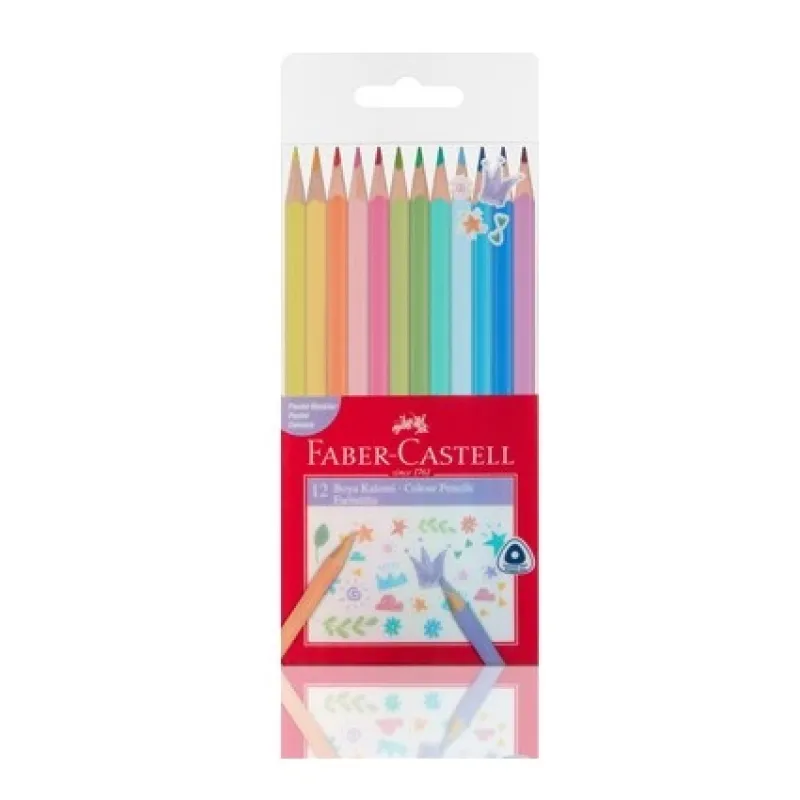 FABER CASTELL PASTEL RENKLER ÜÇGEN BOYA KALEMİ 12Lİ