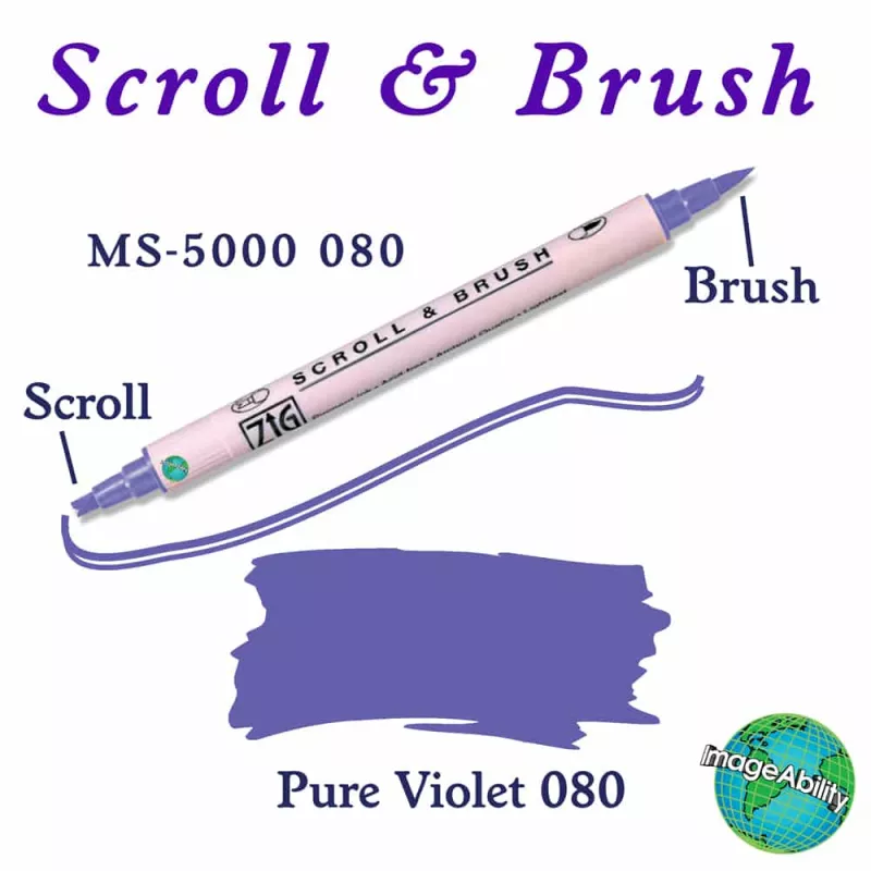 Zig Scroll & Brush Çift Çizgi ve Fırça Uçlu Kaligrafi Kalemi 080 Pure Violet