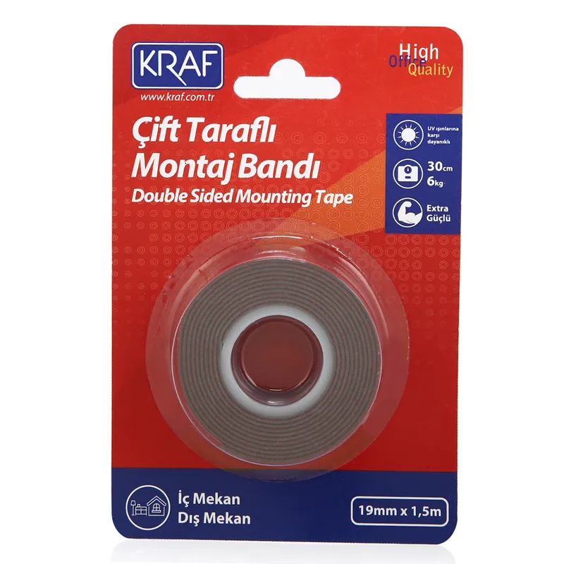 KRAF MONTAJ BANDI ÇİFT TARAFLI EXTRA GÜÇLÜ DIŞ MEKAN 19mm x 1,5m 2520G