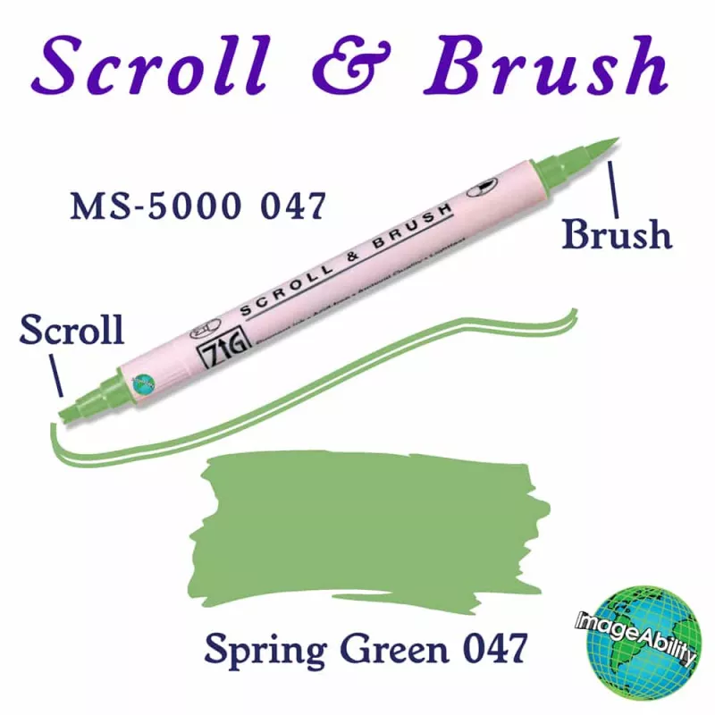 Zig Scroll & Brush Çift Çizgi ve Fırça Uçlu Kaligrafi Kalemi 047 Spring Green