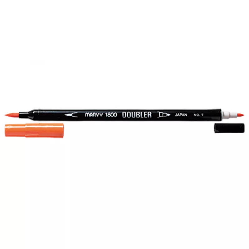 Marvy 1800 Doubler Çift Uçlu Brush Pen Fırça Kalem No:7 Orange