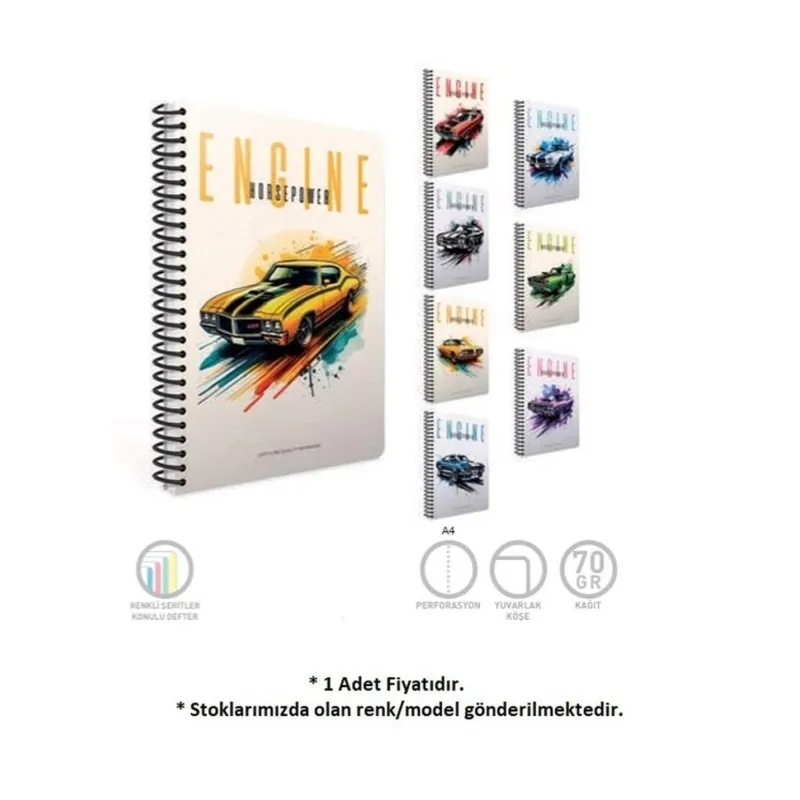 GIPTA DEFTER ENGINE A4 SPİRALLİ OFSET CR PP KAPAK 80 YP. KARELİ 7908