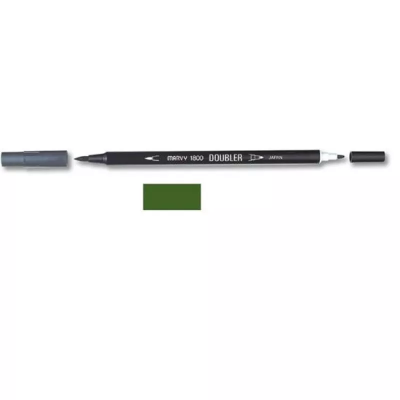 Marvy 1800 Doubler Çift Uçlu Brush Pen Fırça Kalem No:96 Jungle Green