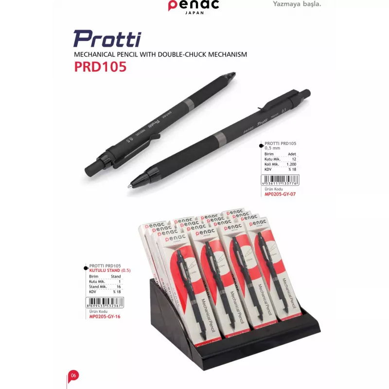 Penac Japan Druck Protti Prd 105 Versatil Kalem 0.5 mm Siyah