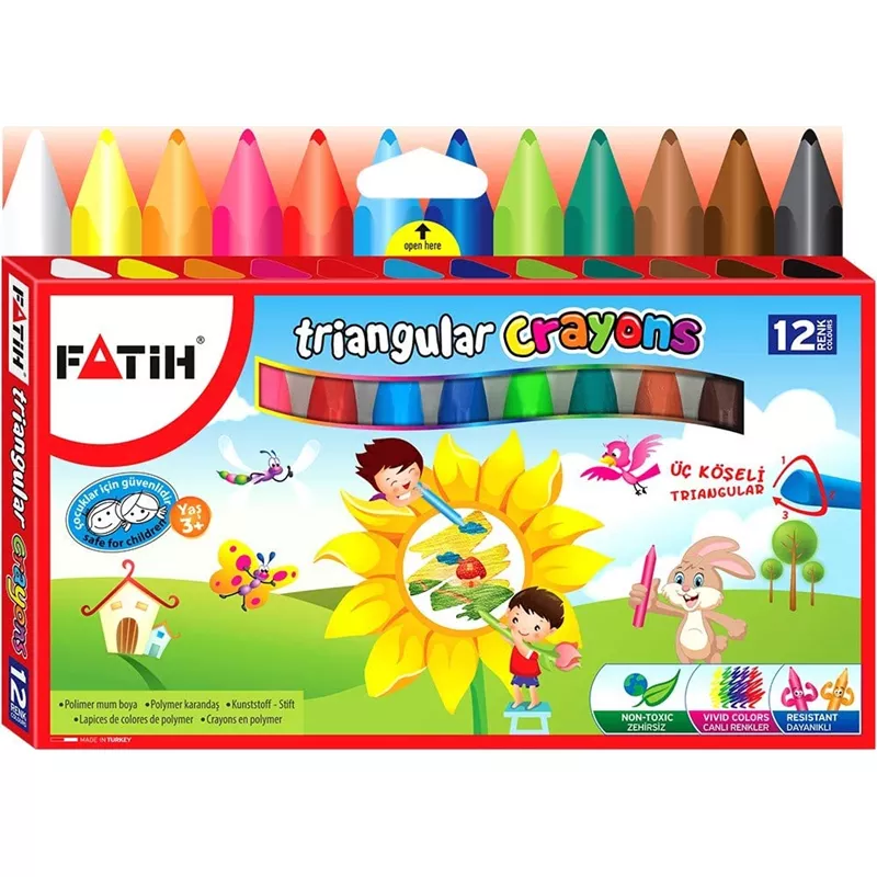 FATİH CRAYON BOYA 12 RENK JUMBO ÜÇGEN 50290