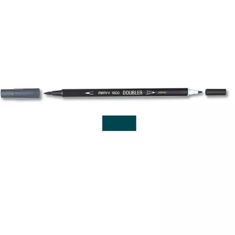 Marvy 1800 Doubler Çift Uçlu Brush Pen Fırça Kalem No:25 Bottle Green