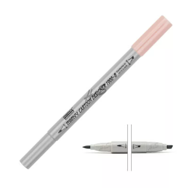 MARVY Cartoon Designer 1900-B Çift Uçlu Grafik & Brush Marker No:47 Pale Pink