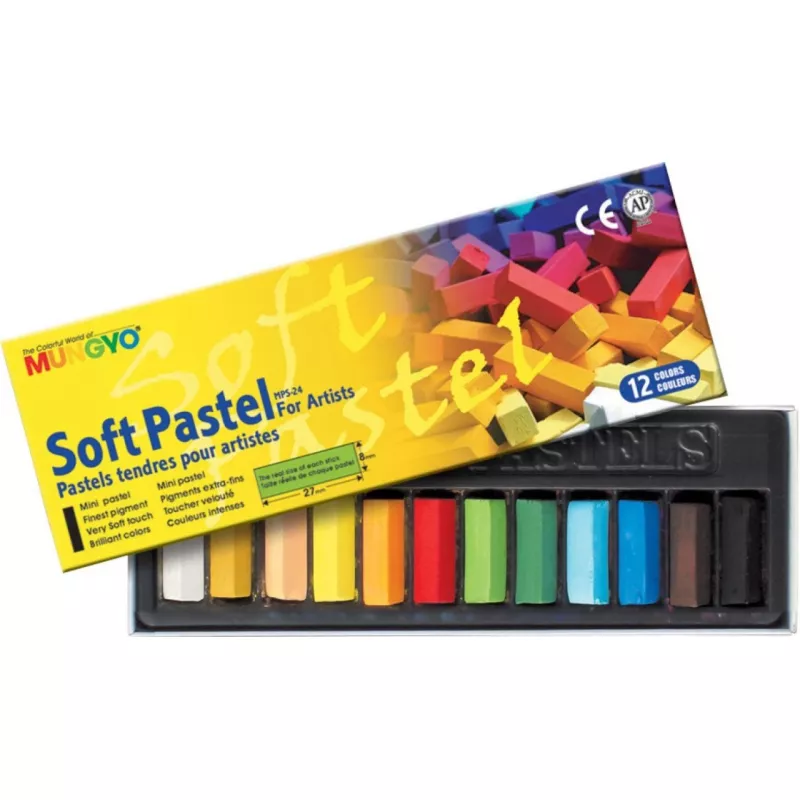 Mungyo Soft Pastel - Mini Ebatlı 12 Renk Canlı Toz Pastel