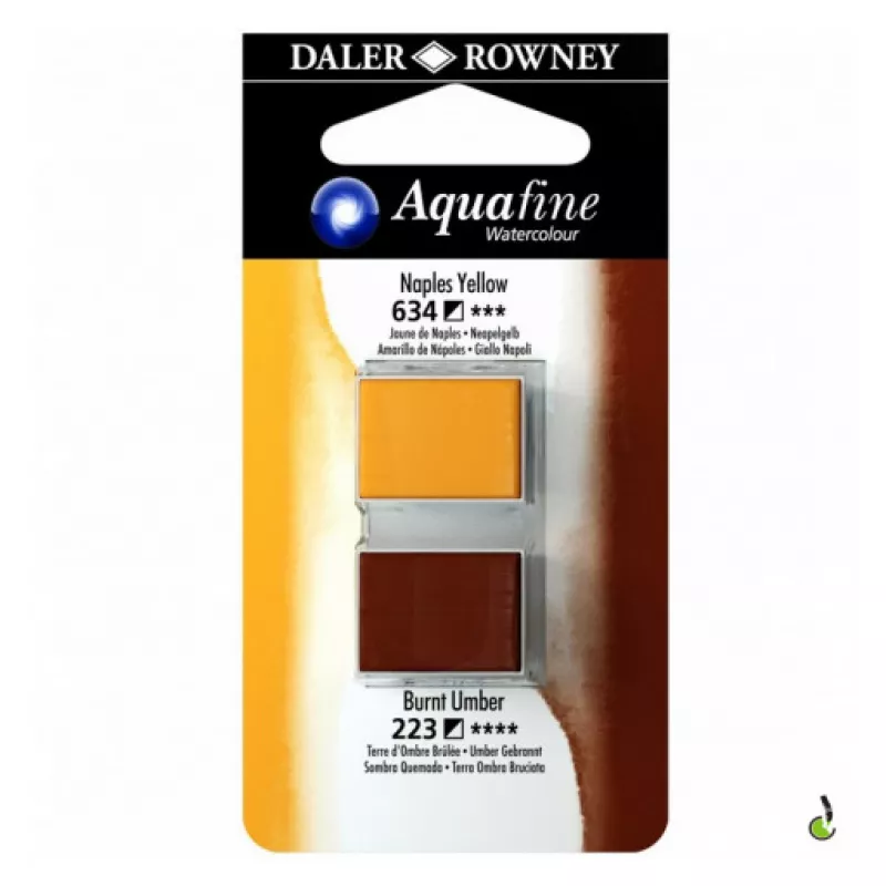 Daler Rowney Aquafine 2 li Sulu boya 634 Naples Yellow - 223 Burnt Umber 