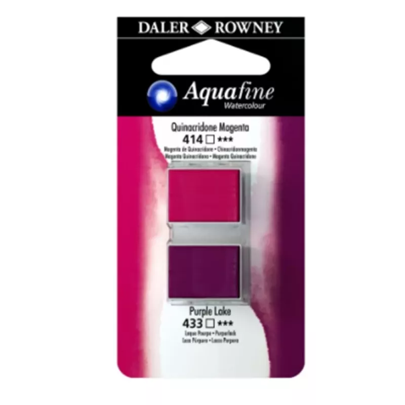 Daler Rowney Aquafine 2 li Sulu boya 414 Quinacridone Magenta - 433 Purple Lake