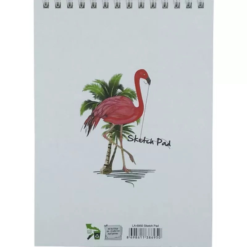 Lutart Flamingo A4 Sert Kapak Üstten Spiralli Soft White Eskiz Blok 50 Yp 100 Gr (La-6950)