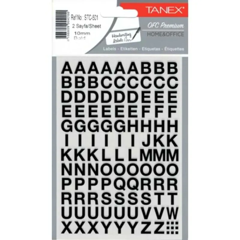 TANEX STICKER HARF STICKERİ 10mm BOLD 2 AD. STC-501