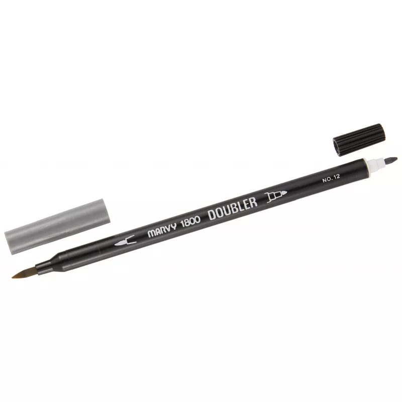 Marvy 1800 Doubler Çift Uçlu Brush Pen Fırça Kalem No:12 Grey