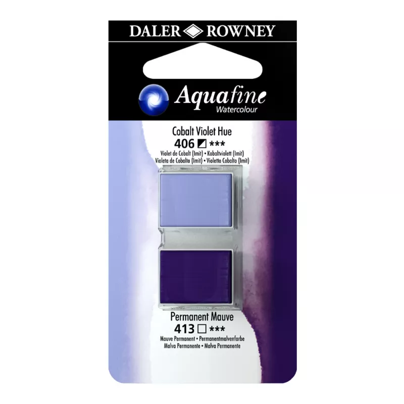 Daler Rowney Aquafine 2 li Sulu boya 406 Cobalt Violet Hue - 413 Permanent Mauve