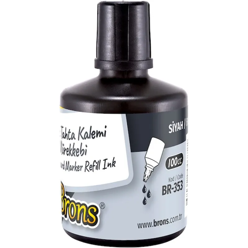 BRONS BEYAZ TAHTA KALEMİ MÜREKKEBİ SİYAH 100CC