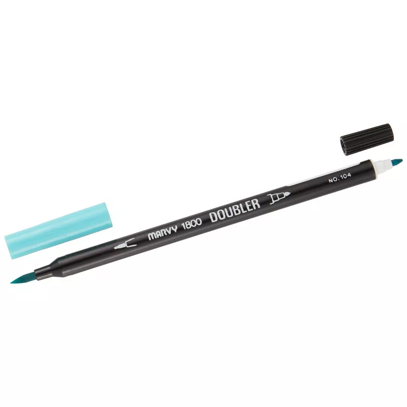 Marvy 1800 Doubler Çift Uçlu Brush Pen Fırça Kalem No:104 Caribbean Blue