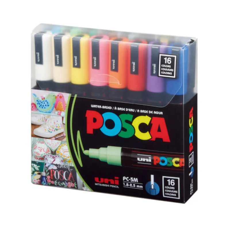 UNİ POSTER MARKÖRÜ POSCA SET PC-5M/16C 1.8-2.5 16 LI Stok Kodu