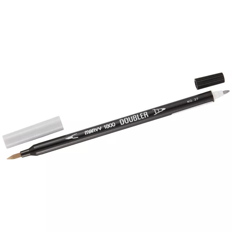 Marvy 1800 Doubler Çift Uçlu Brush Pen Fırça Kalem No:37 Light Cool Grey