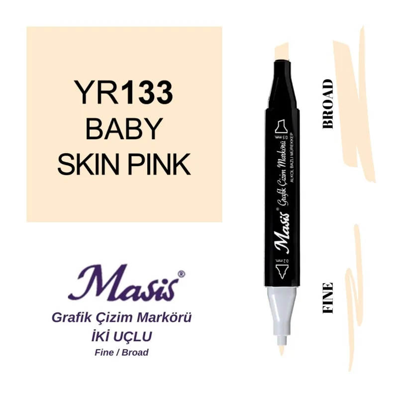 MASİS ÇİFT UÇLU ÇİZİM MARKÖRÜ 133 BABY SKIN PINK