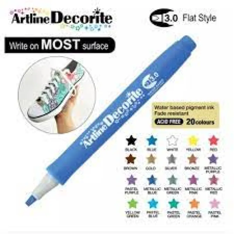 ARTLINE KALICI BOYAMA MARKÖRÜ DECORİTE BRUSH ESNEK UÇLU BLUE