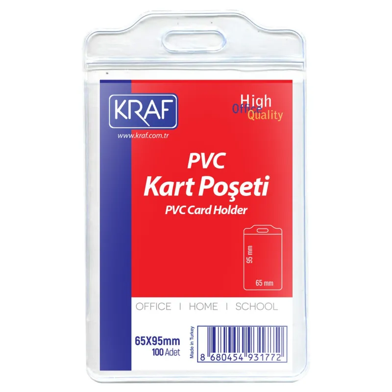 KRAF KART POŞETİ PVC 65x95mm DİKEY 100 LÜ