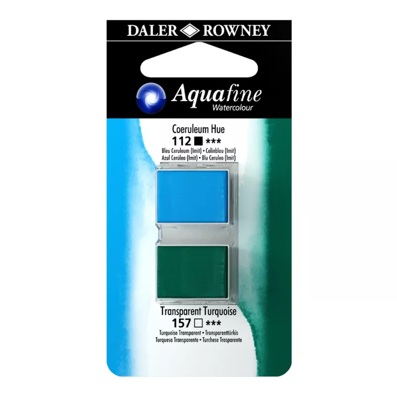 Daler Rowney Aquafine 2 li Sulu boya 112 Coeruleum Hue - 157 Transparent Turquoise 