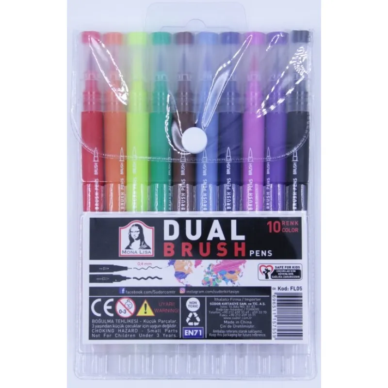 MONALİSA DUAL FİNELİNER + BRUSH 10 RENK SET FL05