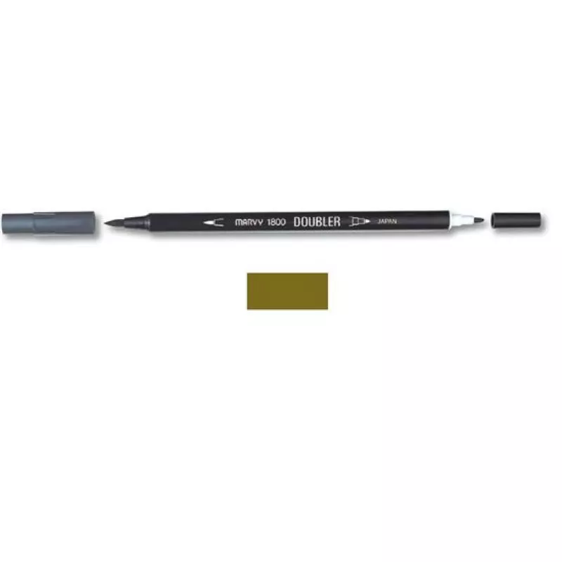 Marvy 1800 Doubler Çift Uçlu Brush Pen Fırça Kalem No:27 Olive Brown