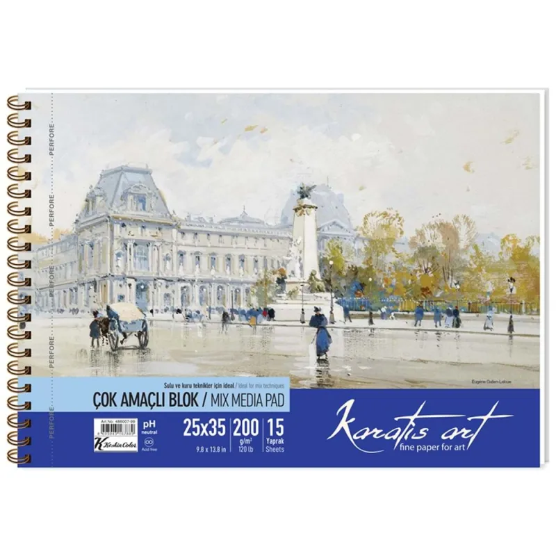 KESKİN RESİM BLOK KARATİS ART 25x35 200 GR SPİRALLİ 15 YP. 486007