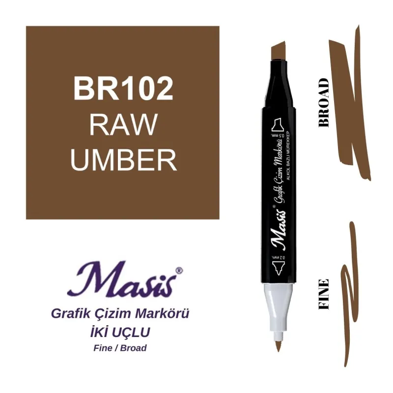 MASİS Twin Çift Uçlu Marker Kalemi 102 Raw Umber