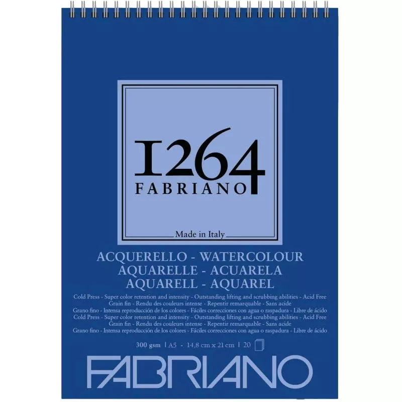 Fabriano 1264 Suluboya Defteri 300 gr. A5 - 20 yp. Üstten Spralli 19100648