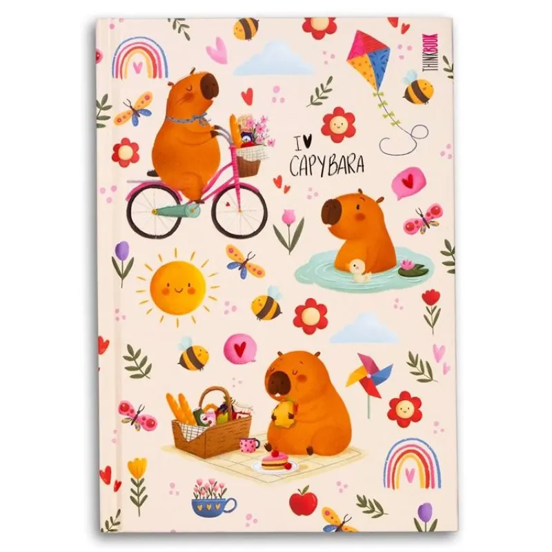 YMN SERT KAPAK THİNKBOOK CAPYBARA PİKNİK ÇİZGİLİ DEFTER 14X20 208 SF.