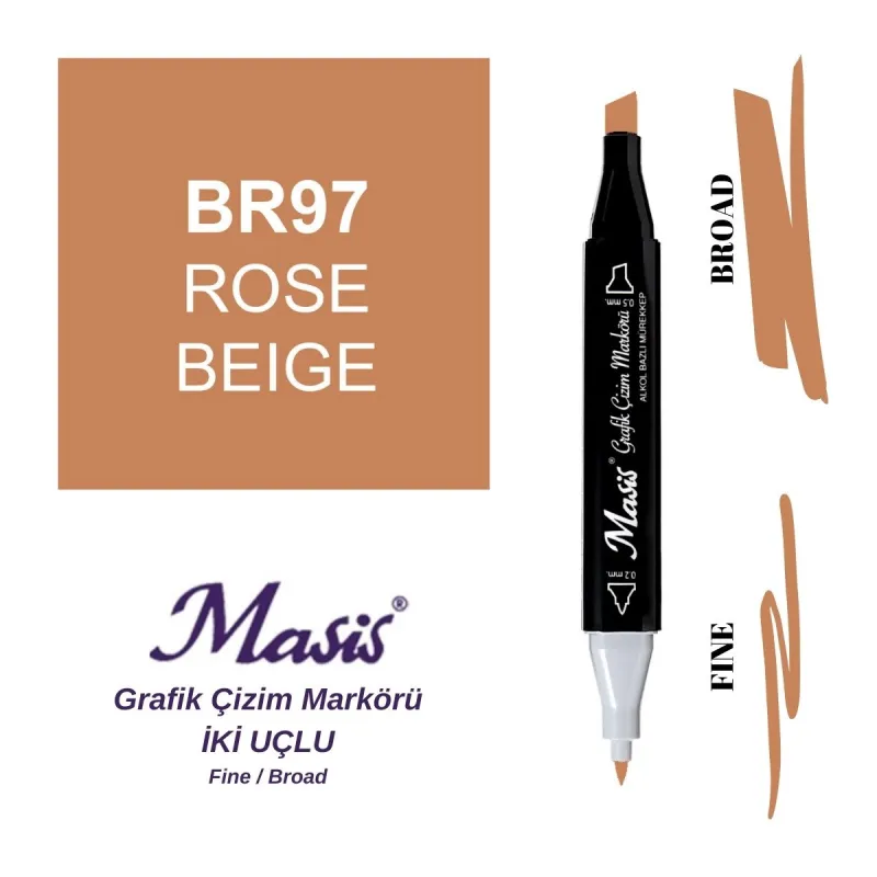 MASİS ÇİFT UÇLU ÇİZİM MARKÖRÜ 97 ROSE BEİGE