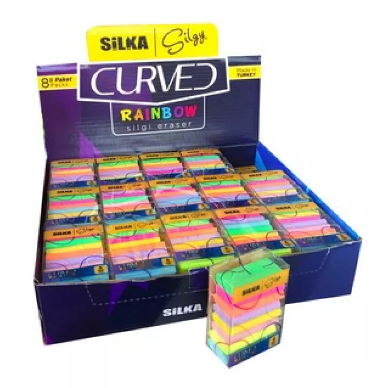 SİLKA CURVED RAINBOW SİLGİ 8 Lİ 