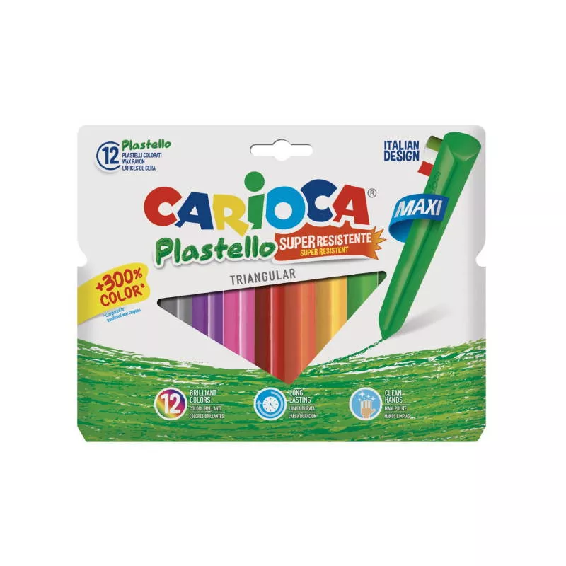 Lino Carioca JUMBO ÜÇGEN ELLERİ KİRLETMEYEN YIKANABİLİR PASTEL BOYA KALEMİ 12'Lİ