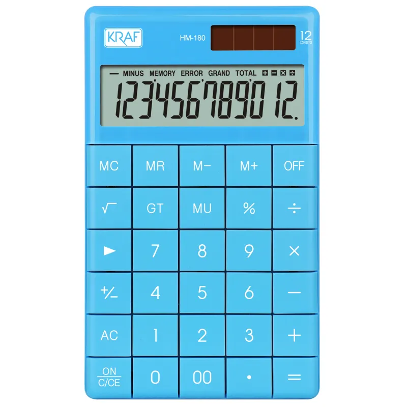 KRAF HESAP MAKİNESİ MASAÜSTÜ 12 HANE HM-180 BL MAVİ