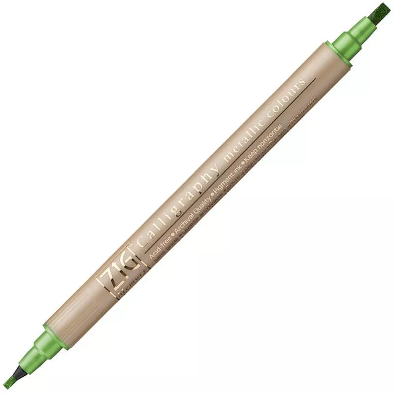 Zig Çift Taraflı Yaldızlı Davetiye ve Kaligrafi Kalemi Metalik Tonlar 2-3,5mm N:128 Light Green