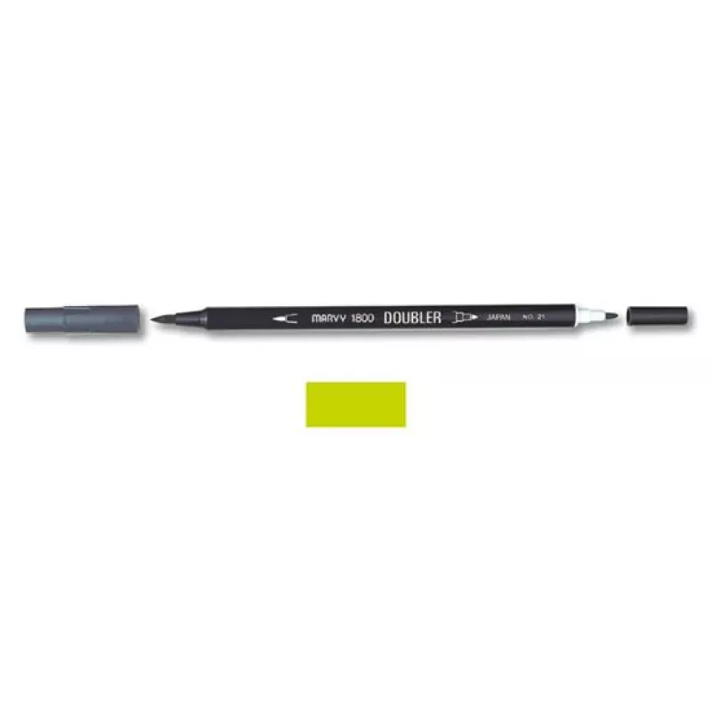 Marvy 1800 Doubler Çift Uçlu Brush Pen Fırça Kalem No:52 Yellow Green
