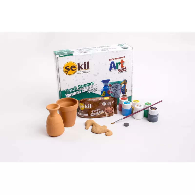 ŞEKİL Seramik Kil Hamuru 13 Parça Sanat Seti %100 Doğal, Boyanabilir (Art Set) 