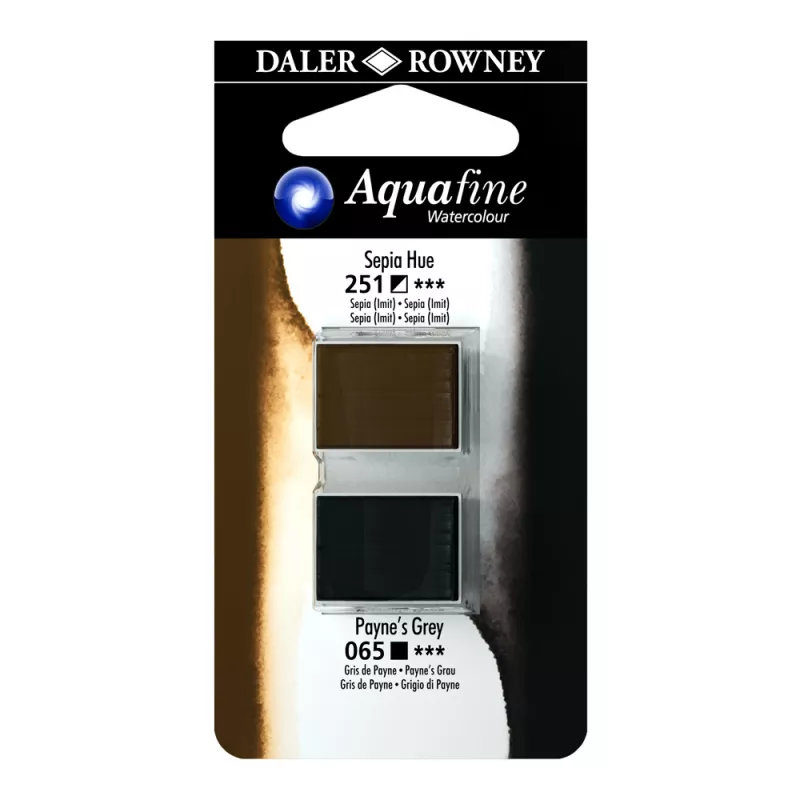 Daler Rowney Aquafine 2 li Sulu boya 251 Sepia Hue - 065 Paynes Grey 