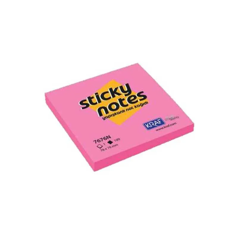 KRAF YAPIŞKANLI NOT KAĞIDI 76x76 NEON PEMBE 7676N-PK