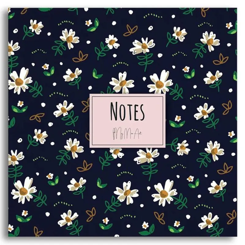 My Mia Art Mıa-004 Kenar Baskılı Kare Defter 16X16 120 Sayfa Mavi Papatya