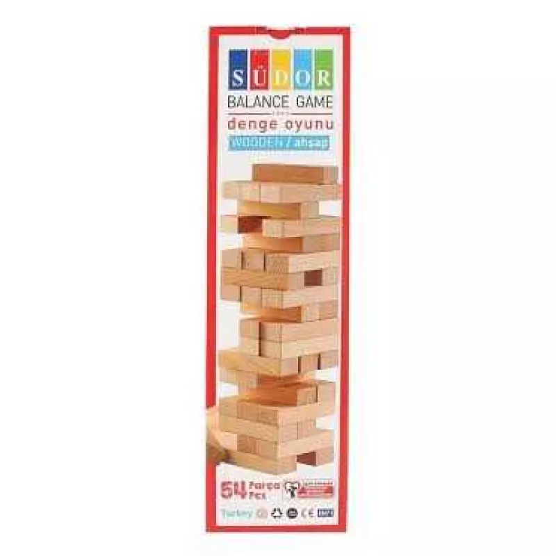 SÜDOR JENGA AHŞAP DENGE OYUNU 54 PARÇA MH05