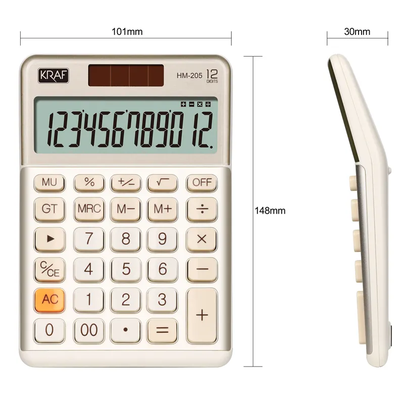 KRAF HESAP MAKİNESİ MASAÜSTÜ 12 HANE HM-205 GD ALTIN